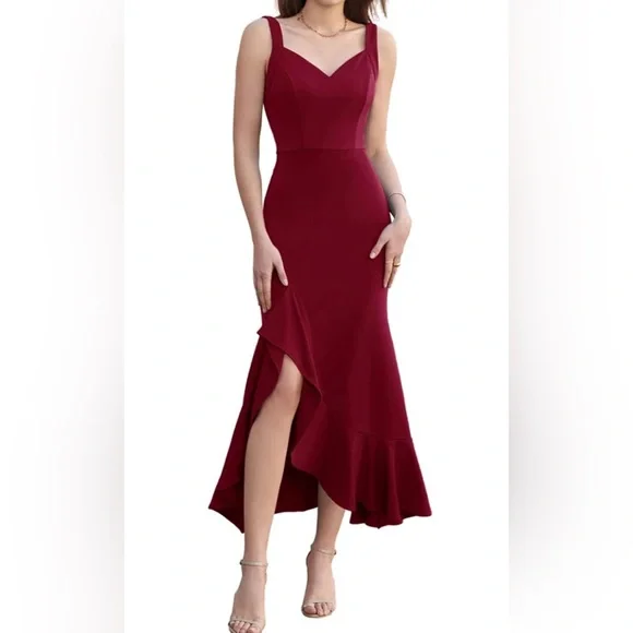 Grace Karin Dresses | Grace Karin Long Maxi Sleeveless V Neck Wine Red Dress - Size Large | Color: Red | Size: L | Mostlybananas's Closet